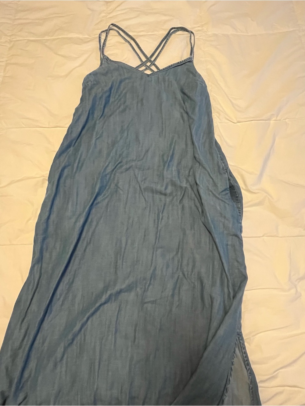 Gap Lightweight Blue Maxi Slip Dress with Crisscross Straps